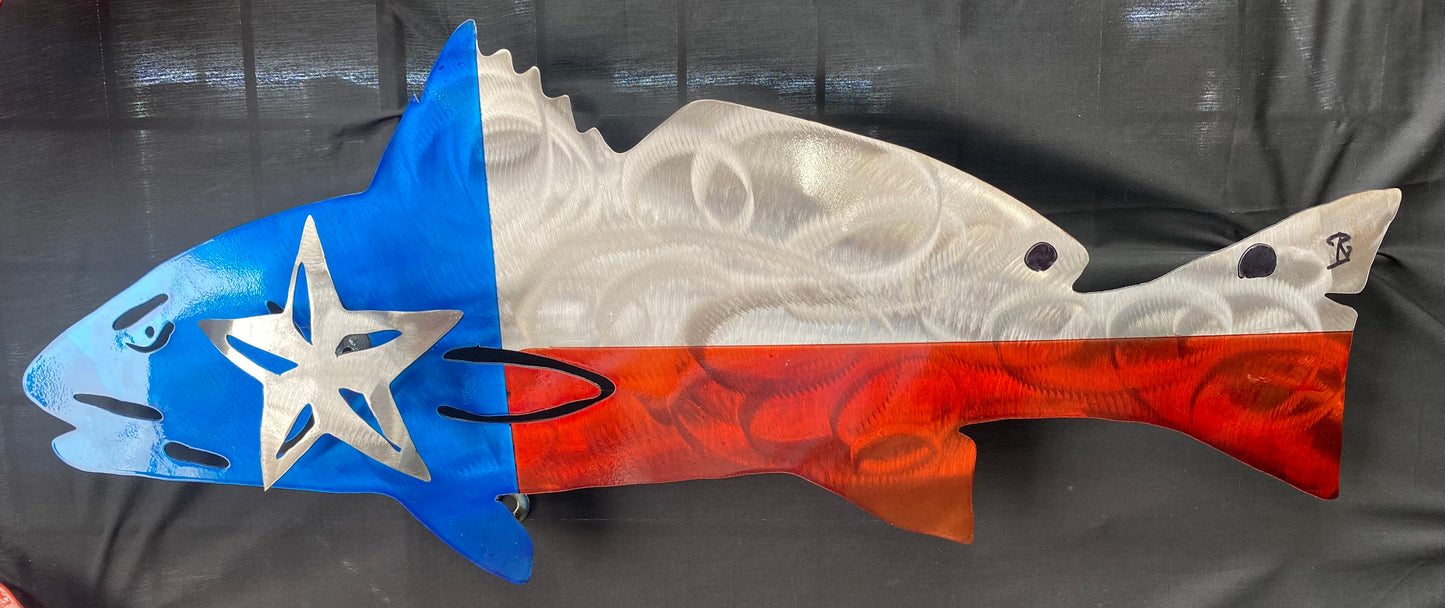 Texas Flag Red Fish Art Piece (FREE SHIPPING)