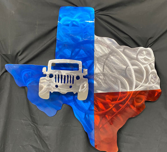 Texas with Jeep Art Piece (FREE SHIPPING)